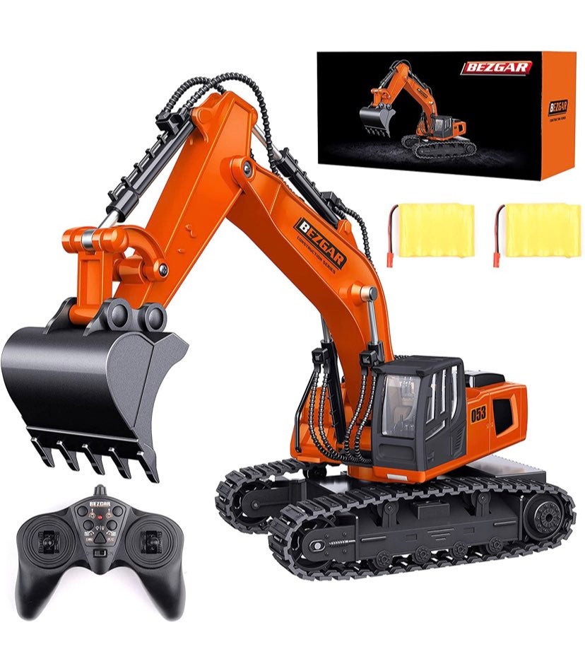 BEZGAR Remote Control Construction Excavator Toy, 9 Channel RC Excavator Toys