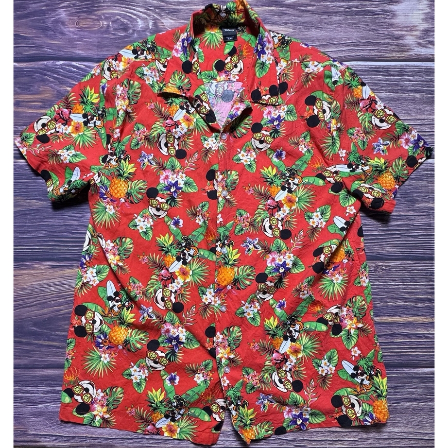 Disney Parks Hawaiian Shirt Mens XXL 2XL Mickey Mouse Cruise Vacation Aloha