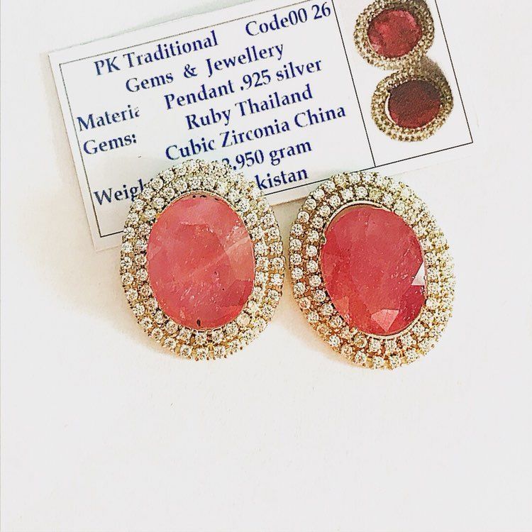 Ruby And Zircon Earrings