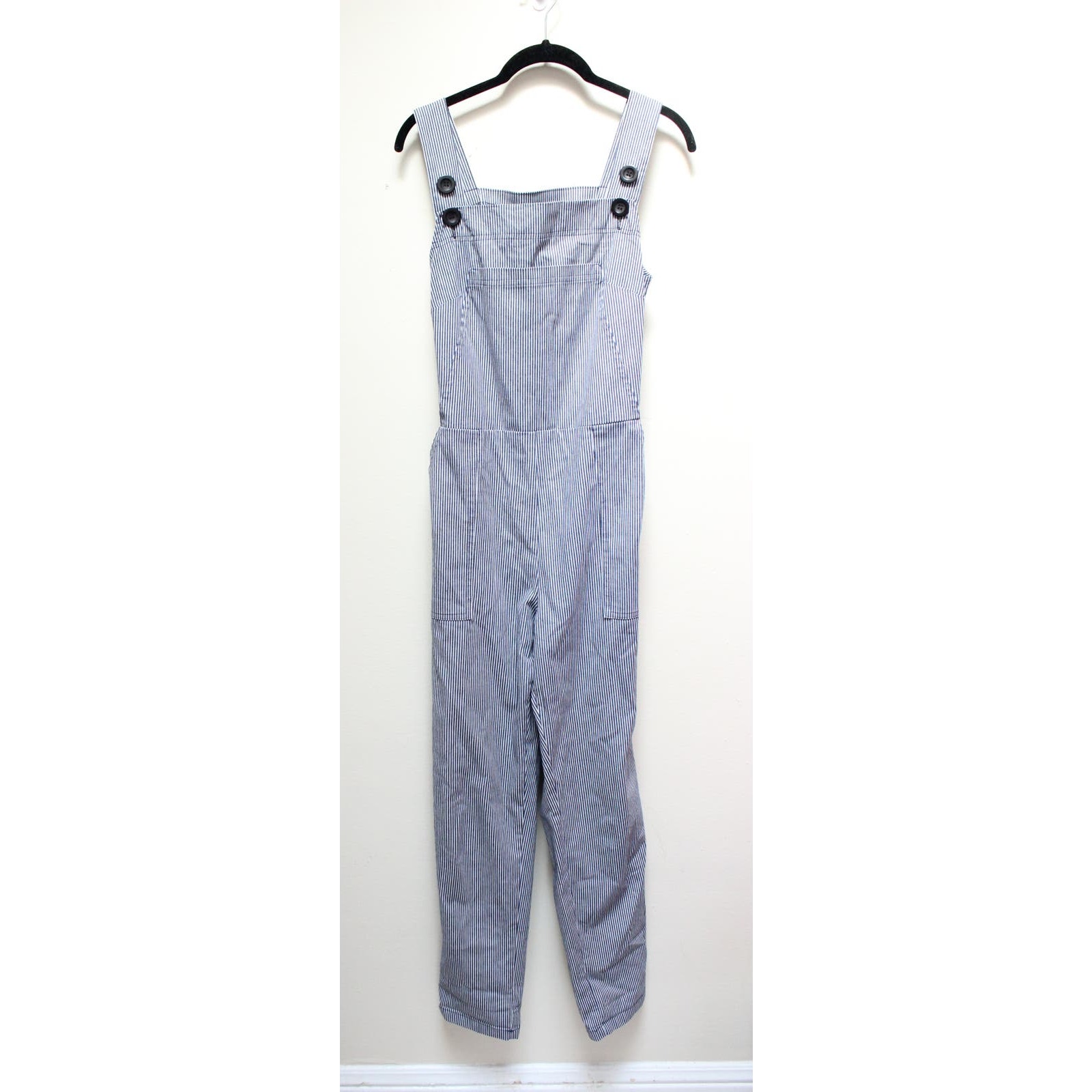 Nooworks Blue Railroad Stripe Overall Jumpsuit Size Small