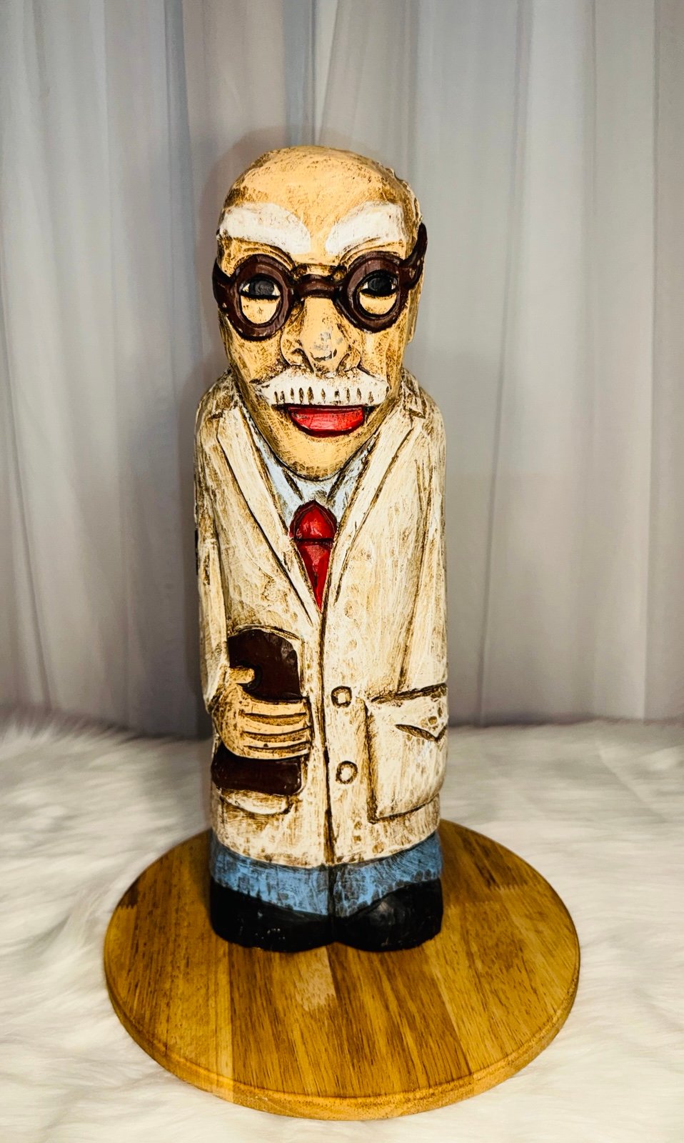 Vintage Doctor Wine Bottle Holder Hand Carved in Spain