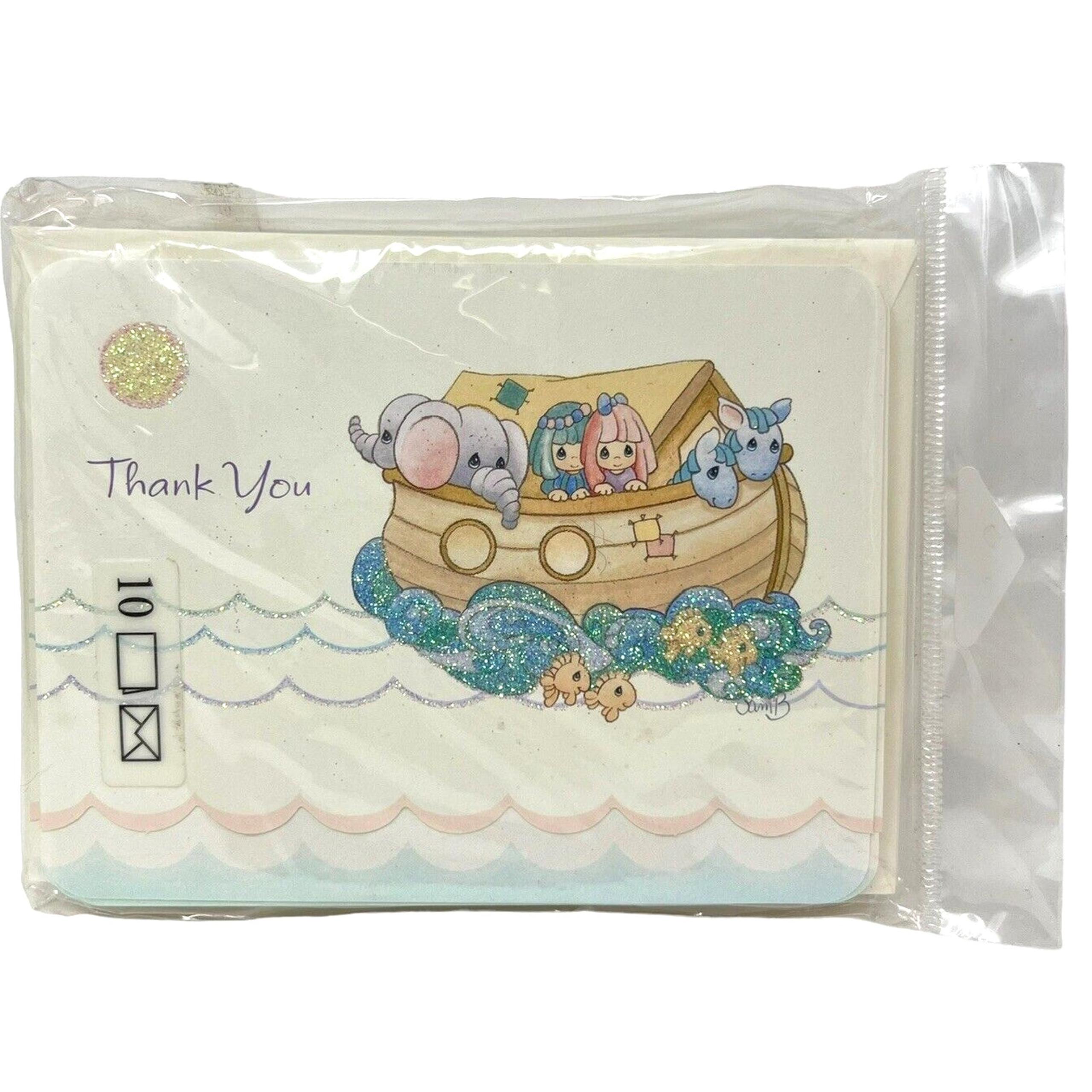 Precious Moments Noah's Ark Thank you Cards 10 Notes 10 Envelopes Heartline NEW