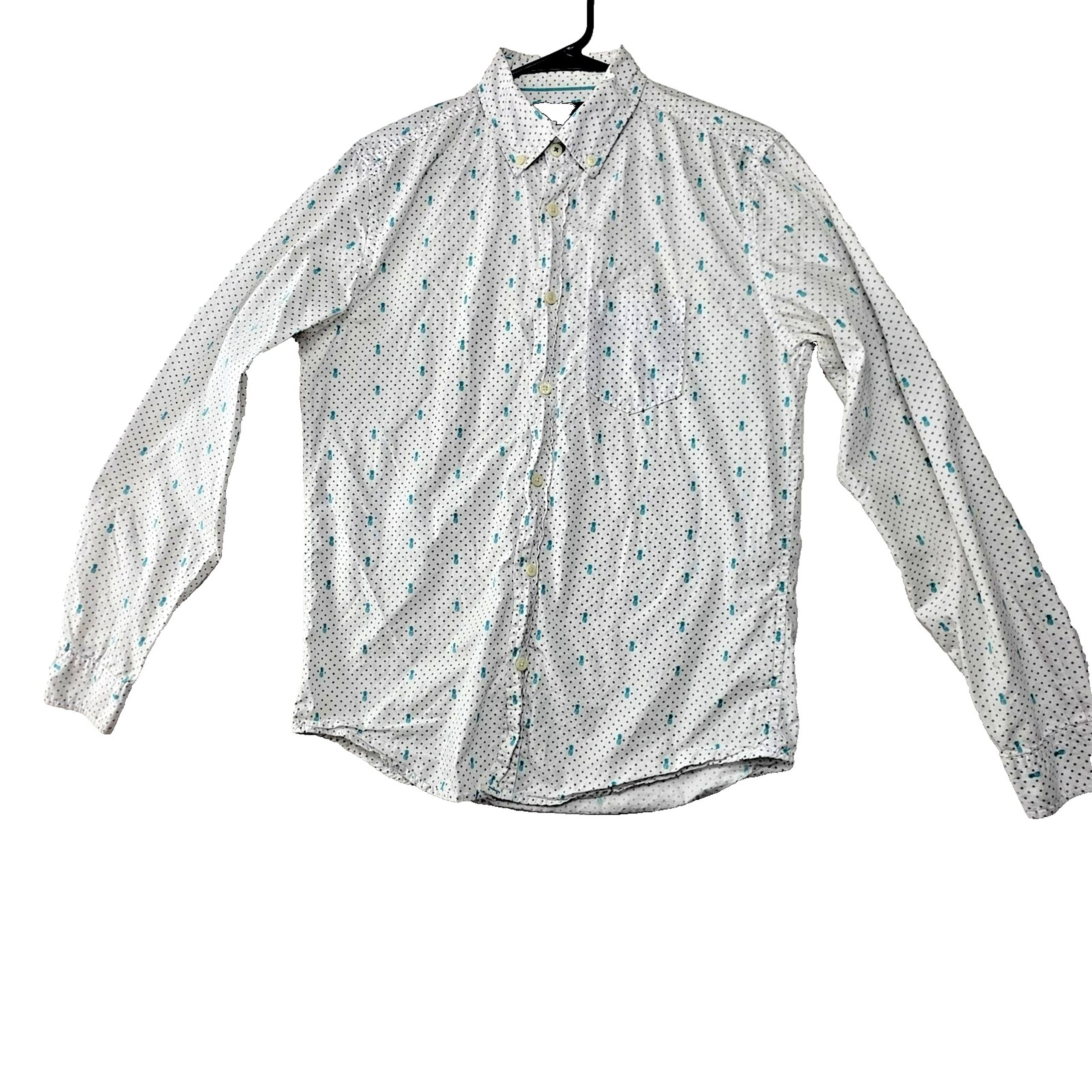 Aeropostale Men's S Pineapple Print Button-Up Shirt Long Sleeve