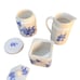 Vintage Square Teapot Charlotte Blue Basket of Roses Transferware