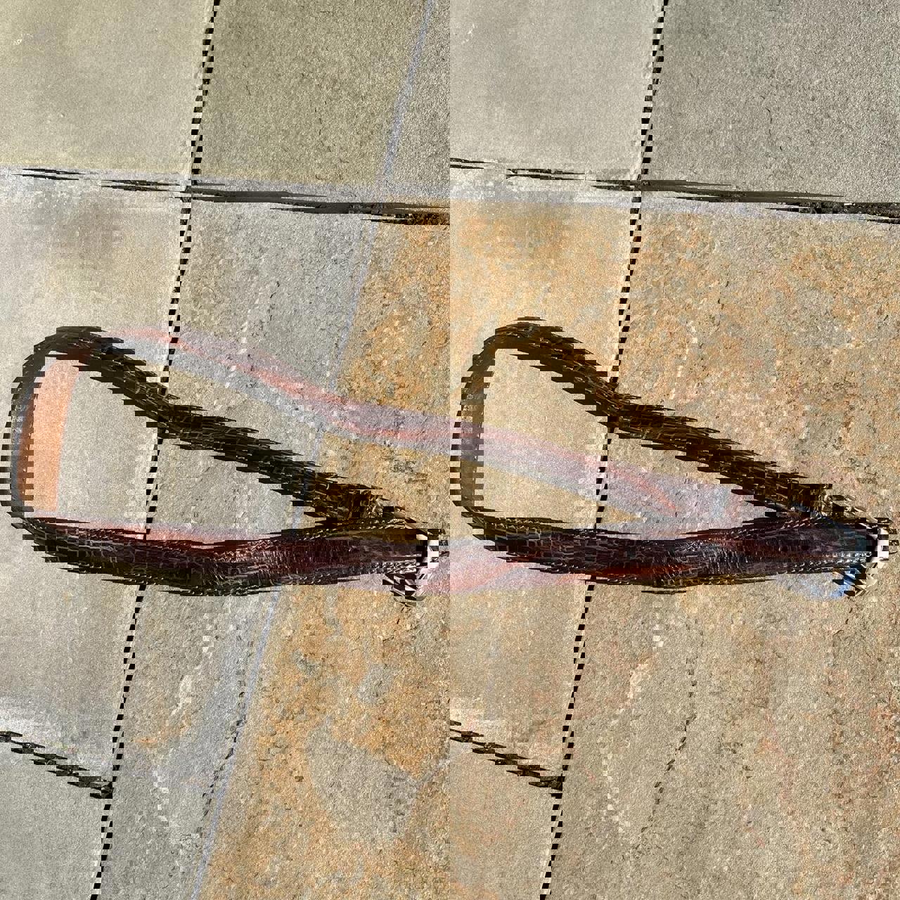 Vintage 90s Brown Alligator Leather Belt Made in USA