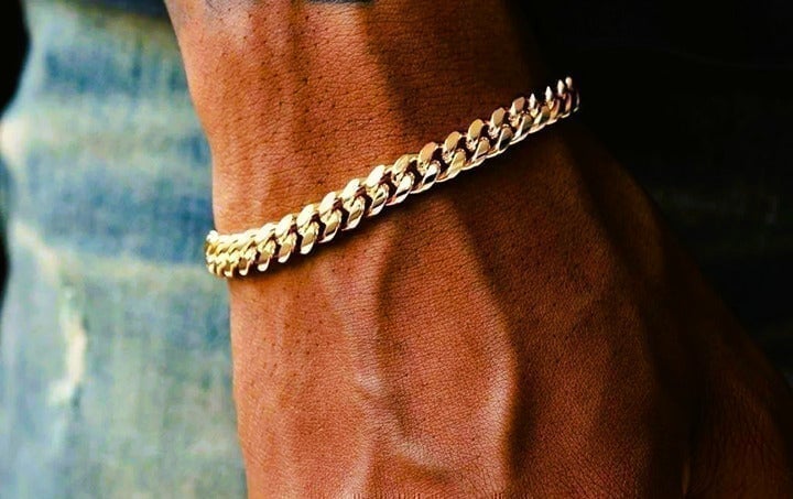 Mens 7 18K Gold Cuban Chain Link Bracelet 18 K Karat Guys Jewelry 7 inch NEW
