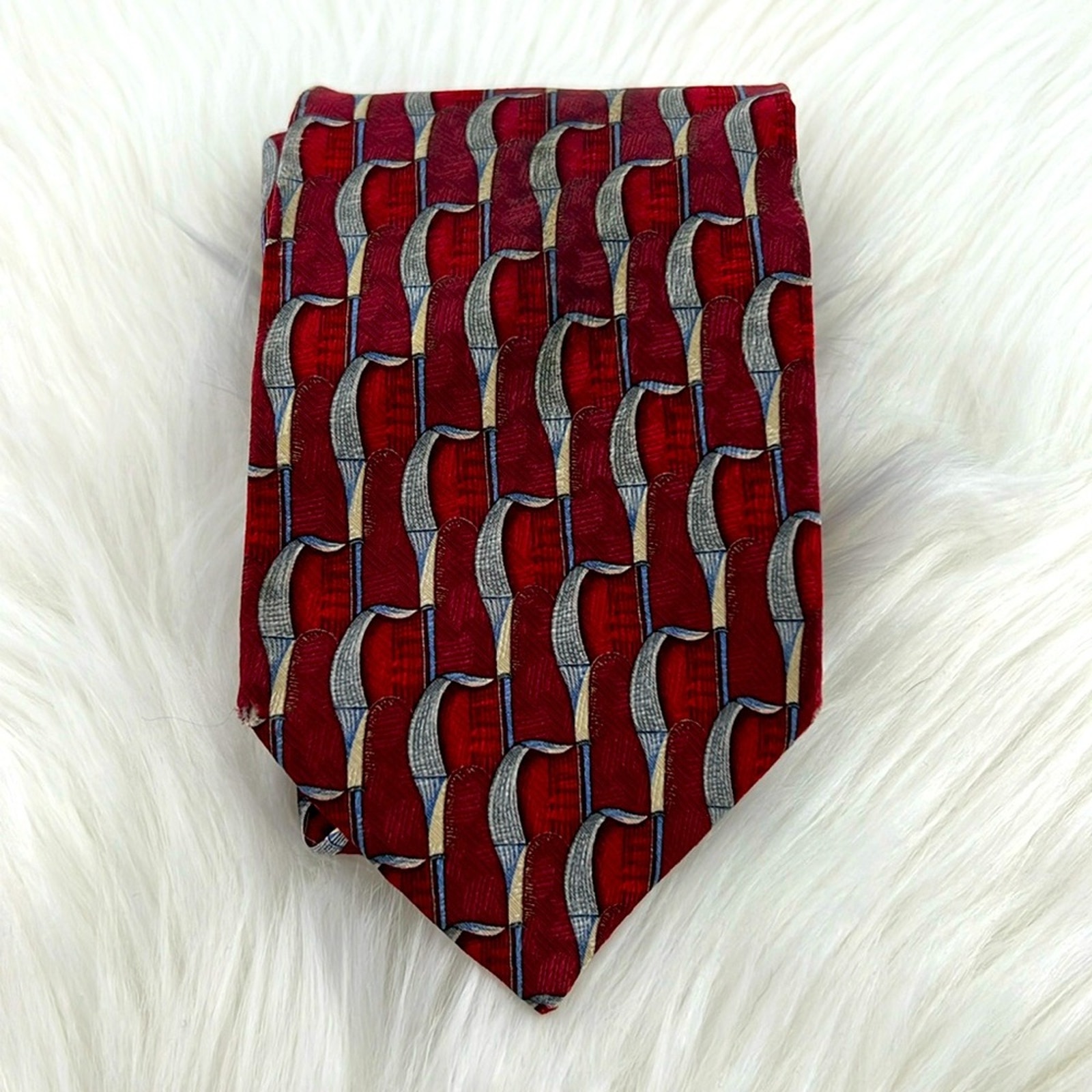 Ermenegildo Zegna 100% Silk Neck Tie - Red/Blue