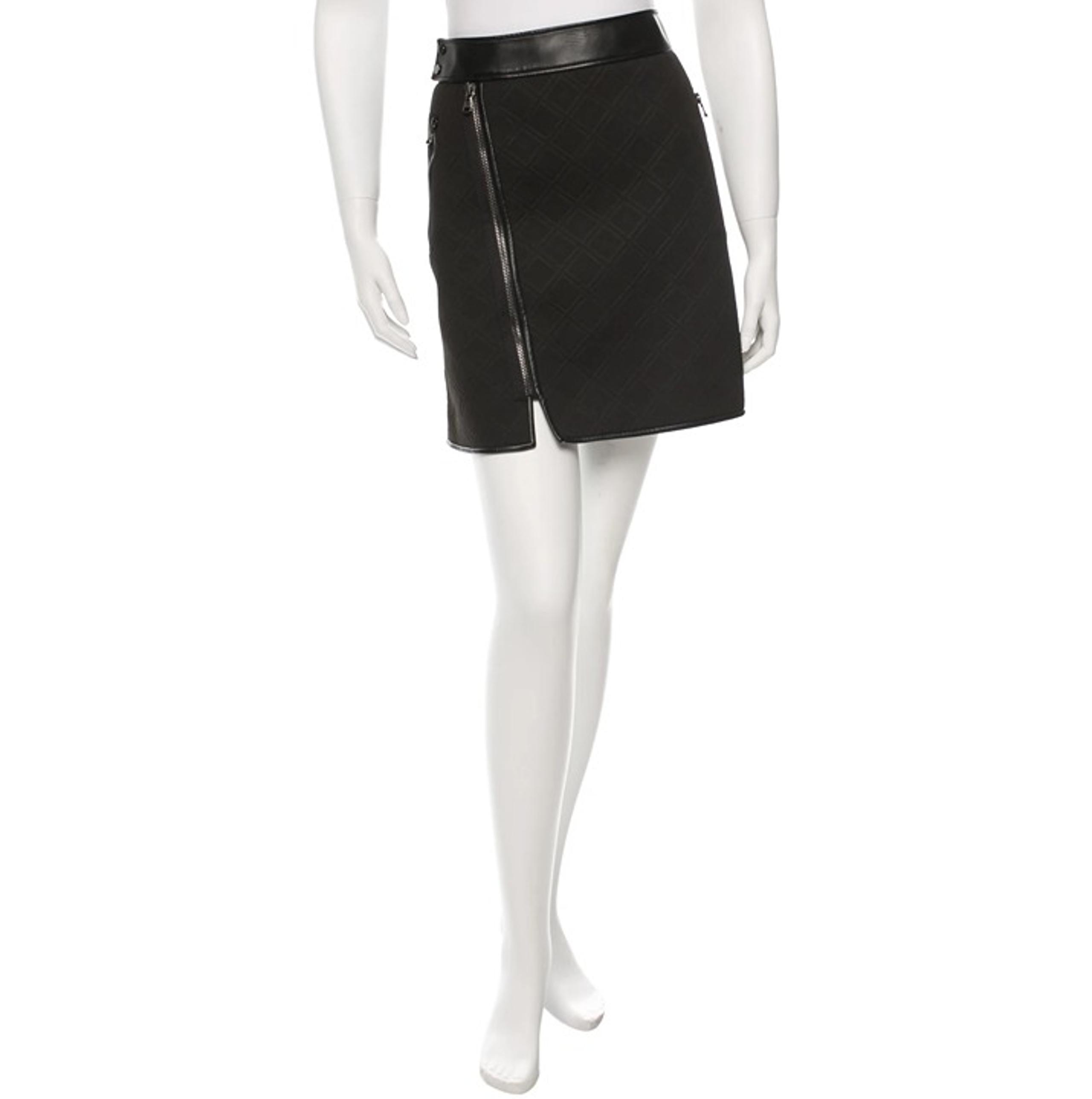 RRP$500 3.1 PHILLIP LIM Black Vegan Leather-Trimmed Mini Skirt. Size S/US 4