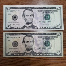 5 STAR dollar bills