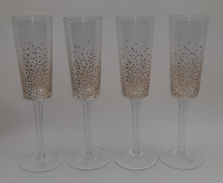 Fitz & Floyd, Confetti - Four (4) Fluted Champagne Glasses - DISCONTINUED