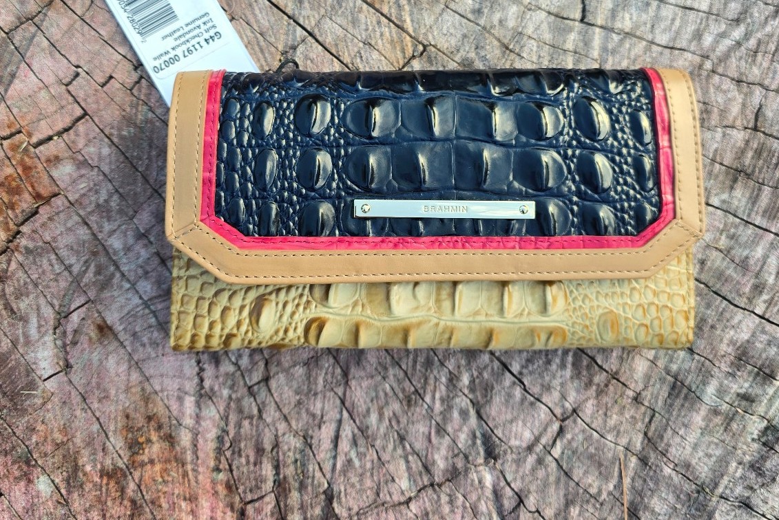 New BRAHMIN Soft Checkbook Walle Ink Avondale