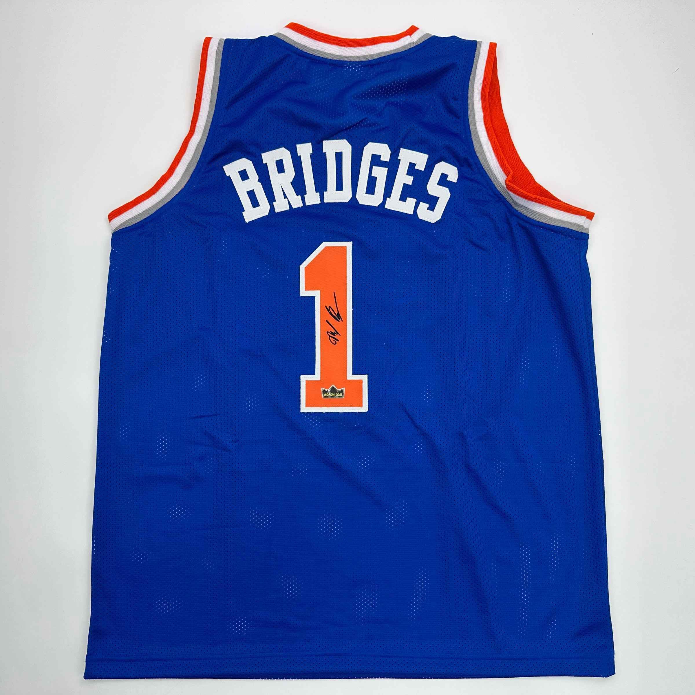 Facsimile Autographed Mikal Bridges New York Blue Auto Jersey Size Men's XL