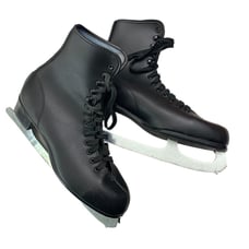 Vintage Ice Skates Mens 8 Black Leather Lace Up Imperial Hardened Tempered AS IS