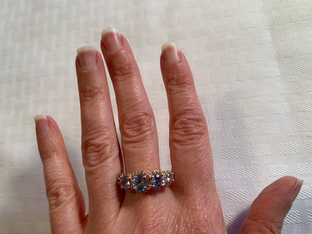 149+ Mom's Day! JTV Size 10 GORGEOUS Ring Genuine Light Blue Aquamarine+ White