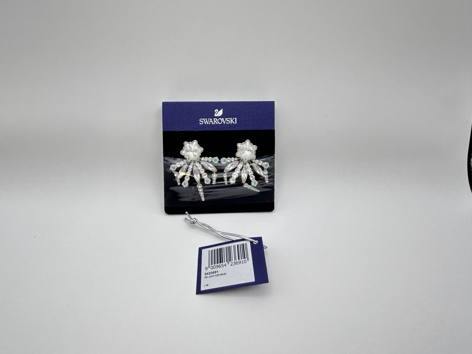 Swarovski Merry Rhodium Plated Crystal Flowers Design Earrings, New with box