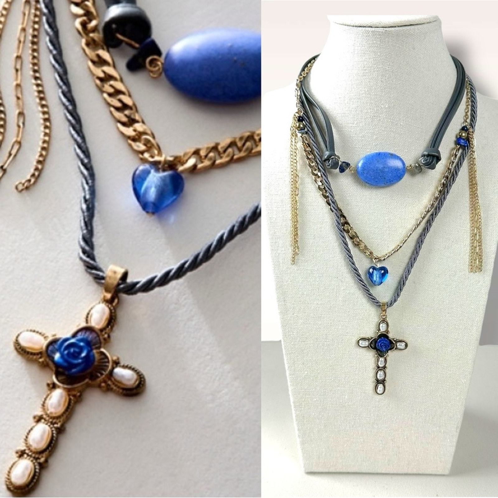Free People Synergy Layered Necklace NWT Charms Cross Bohemian