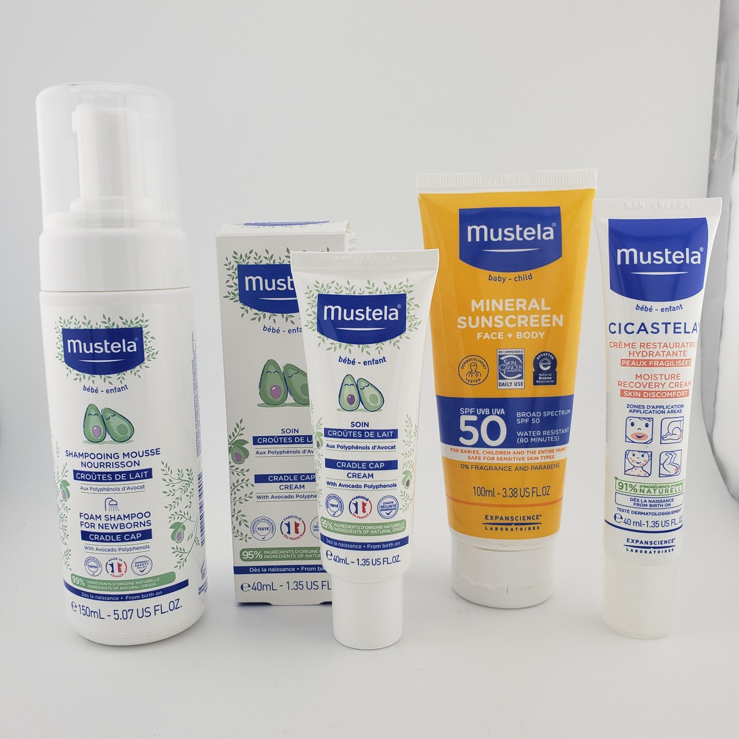 Mustela Baby Set of 5 Foam Shampoo Cradle Cap Cream Cicasetela Mineral Sunscreen