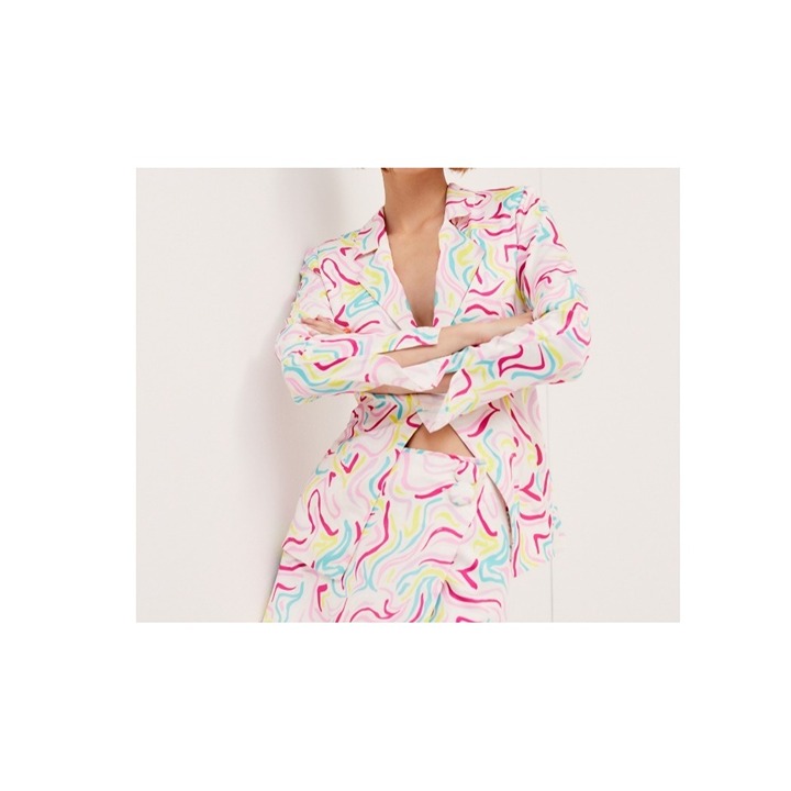 For Love/Lemons Regency Fashion Noah Top Colorful Funky Retro Pattern Blazer M