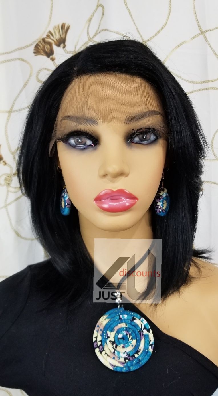 100% human lacefront bob wig black