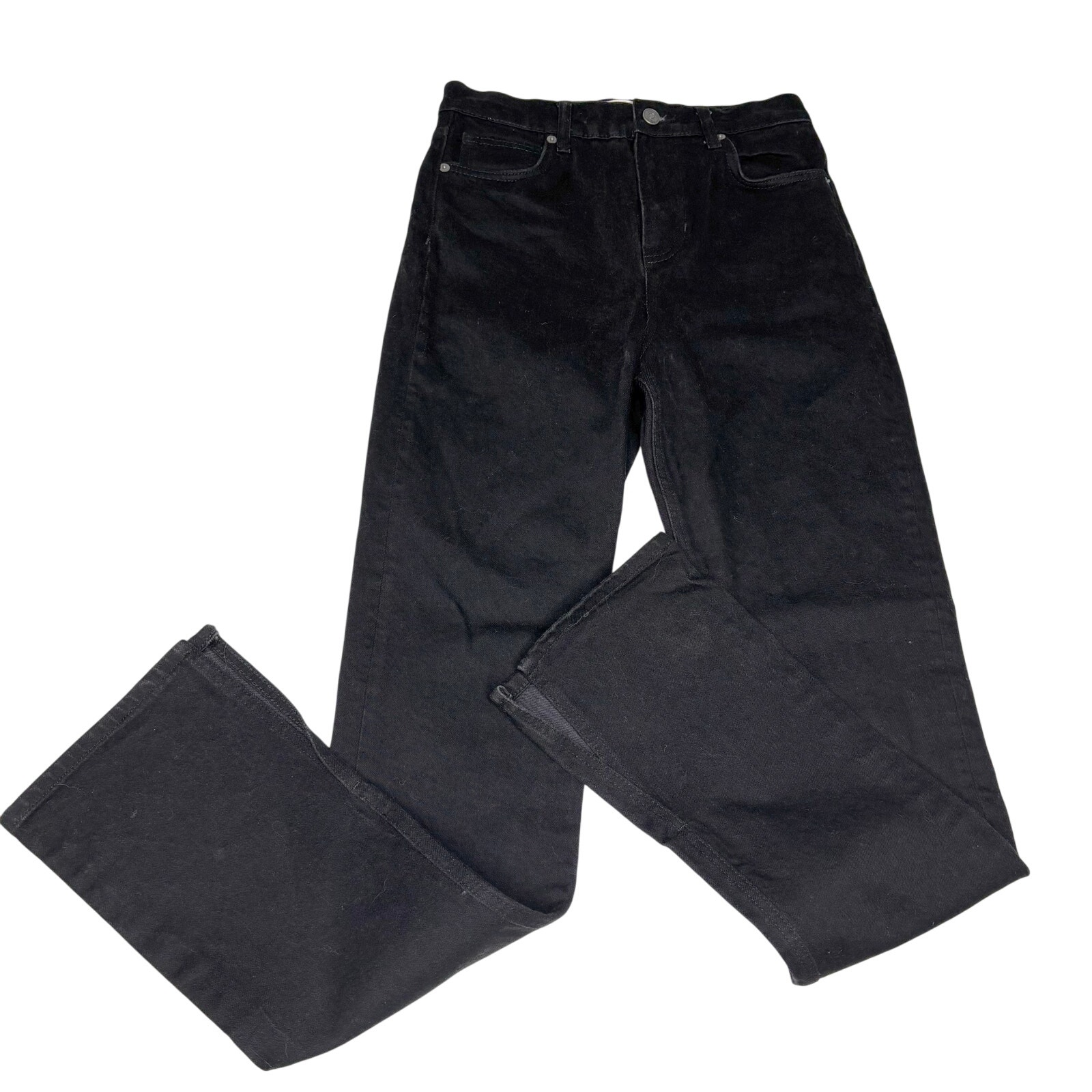 Reformation Liza Slit Hem Ultra High Rise Straight Long Black Jeans 26