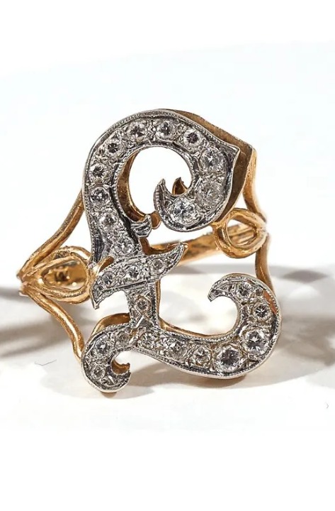 Vintage 14KYG Melee Diamond Signet Ring F