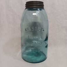 Mason's Blue 1/2 Gallon Canning Jar Patent Nov 30th 1858 and Zinc Lid 8.75 x4.5