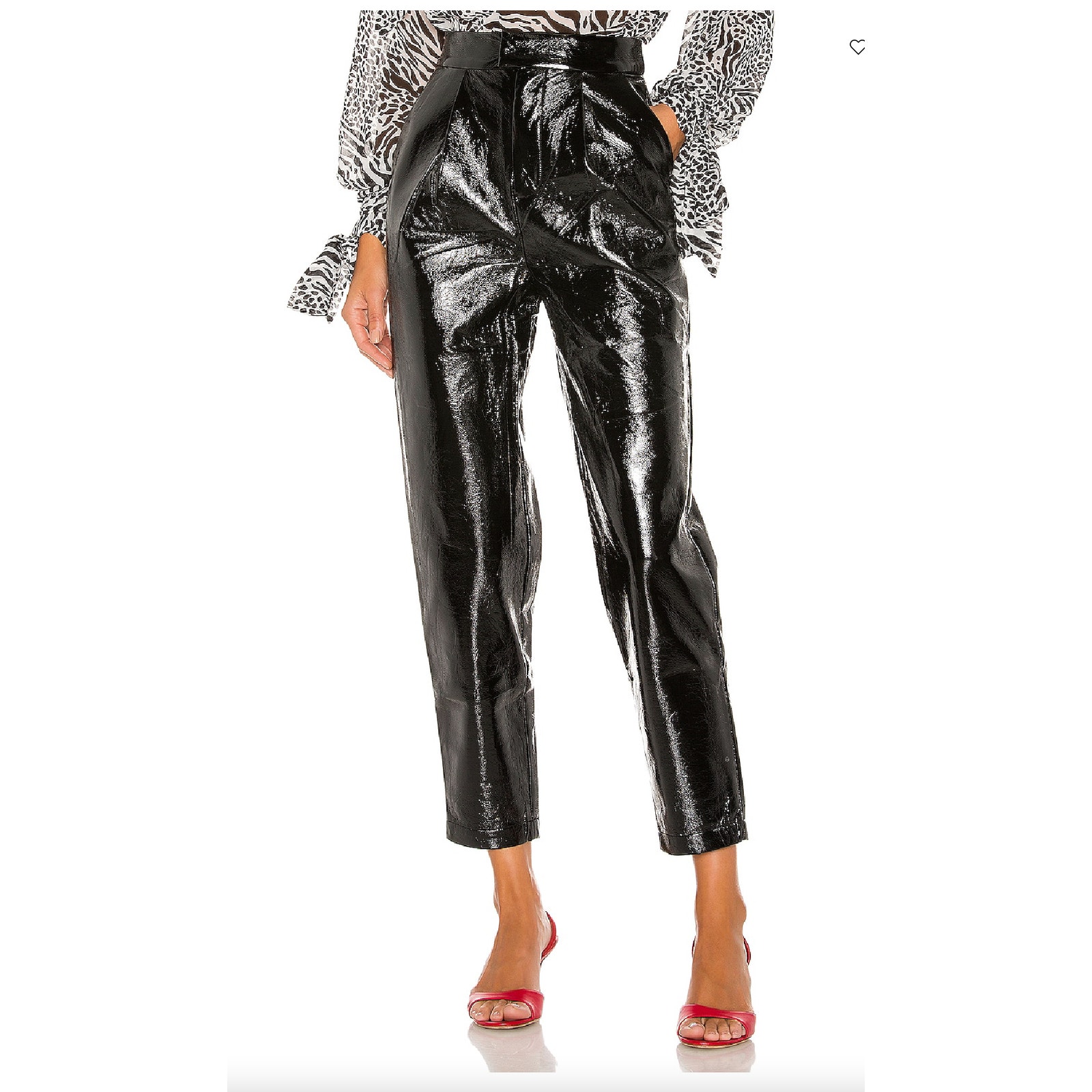 L'Academie The Arielle Pant Faux Leather Womens Small Black New Cropped Revolve