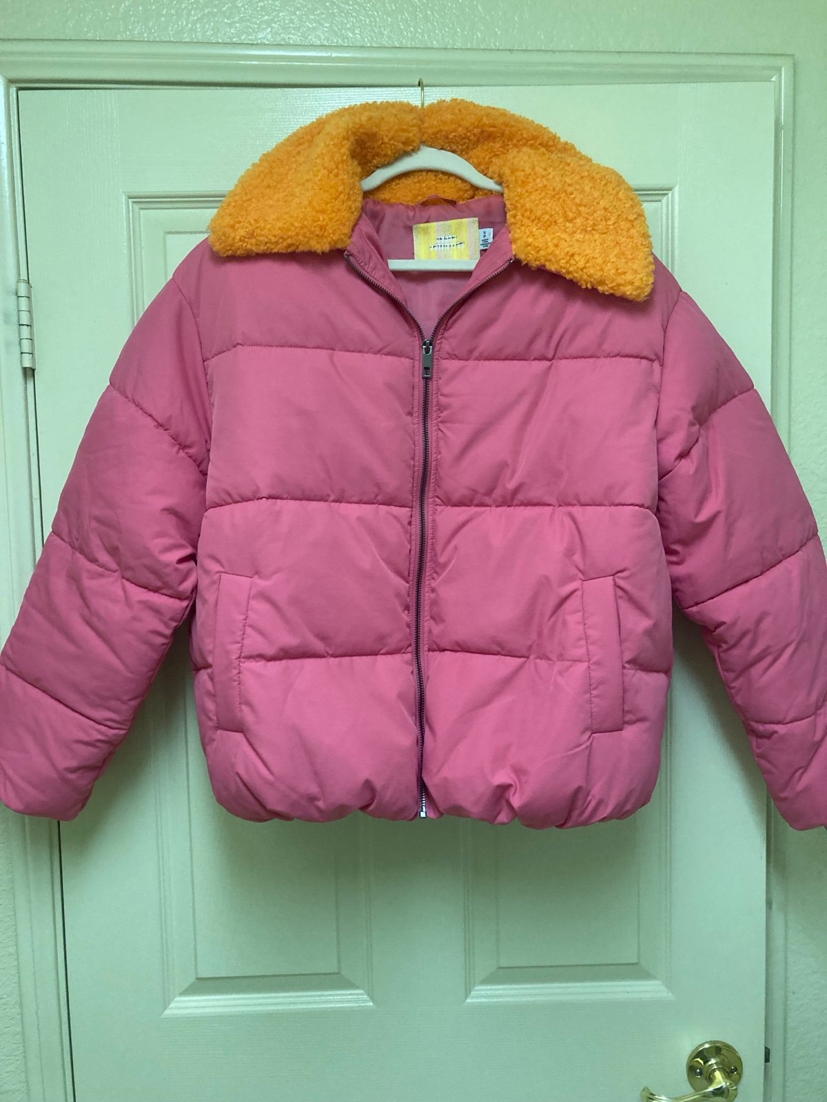 Urban Outfitters Duckie Faux Shearling Pink Puffer Coat Size S - NWOT