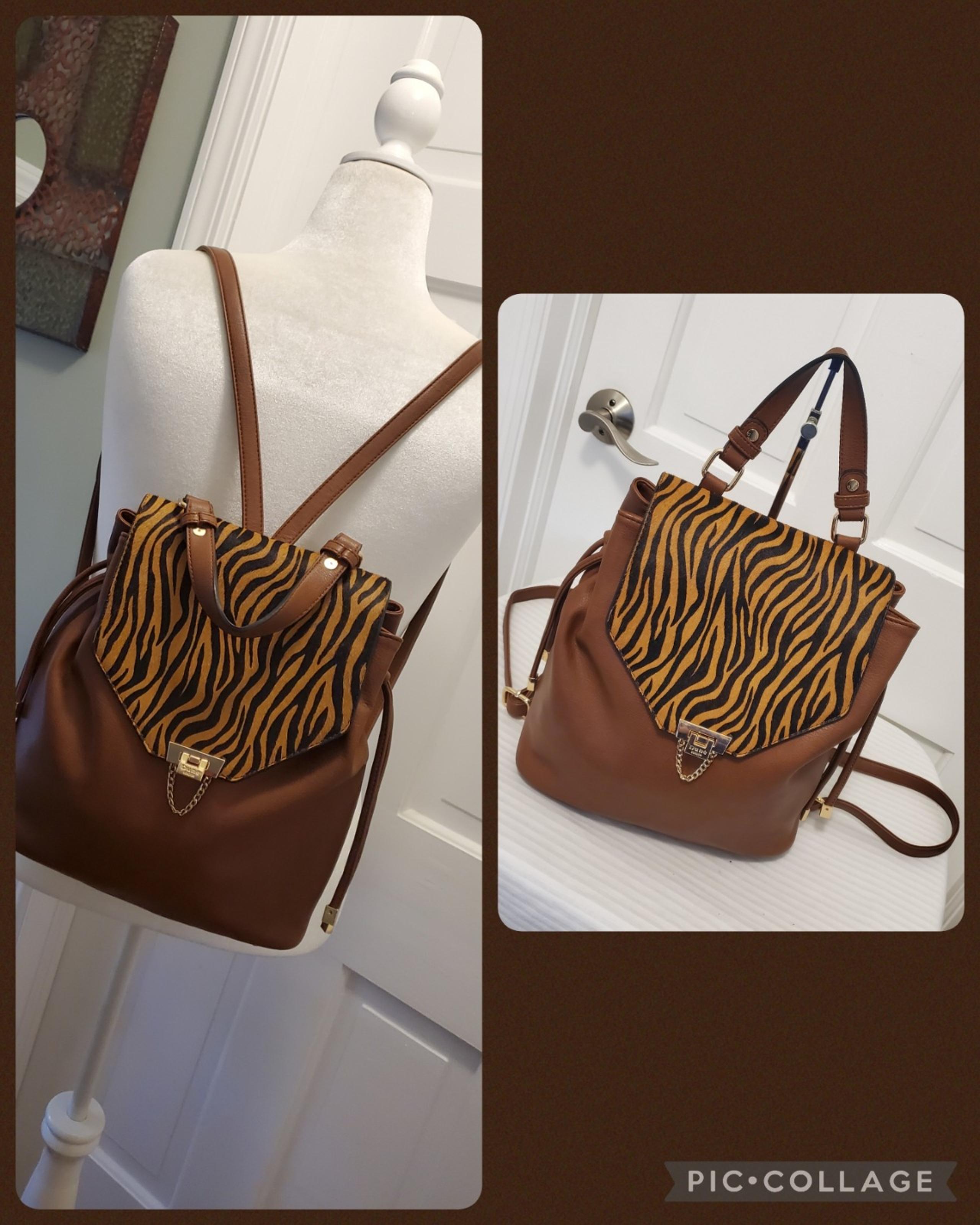 EC Dune London Brown Leather Backpack, Classic, City, Chic