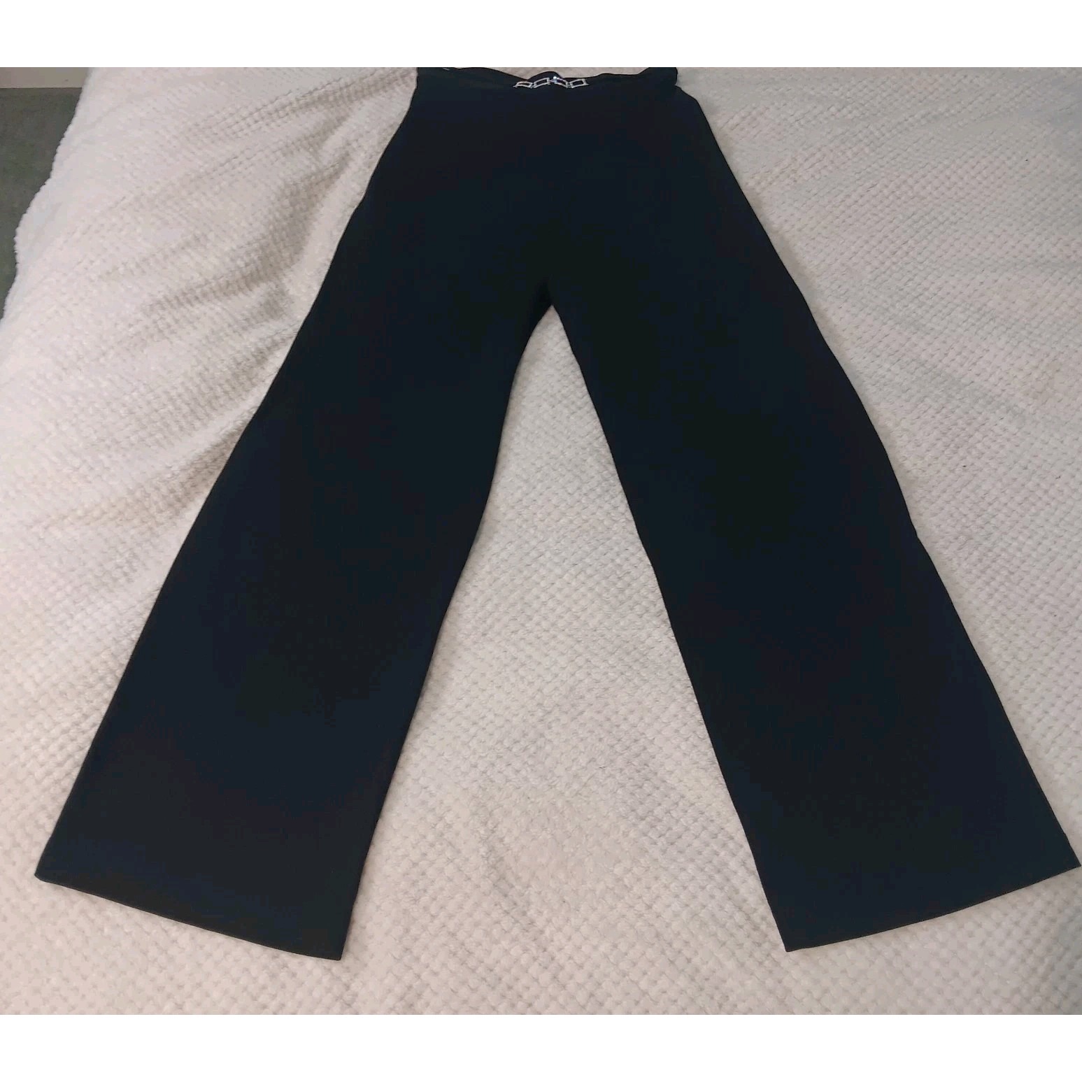 French Ikito Glam High-Waist Wide Leg Pant With Bling. Office Siren Corpcore
