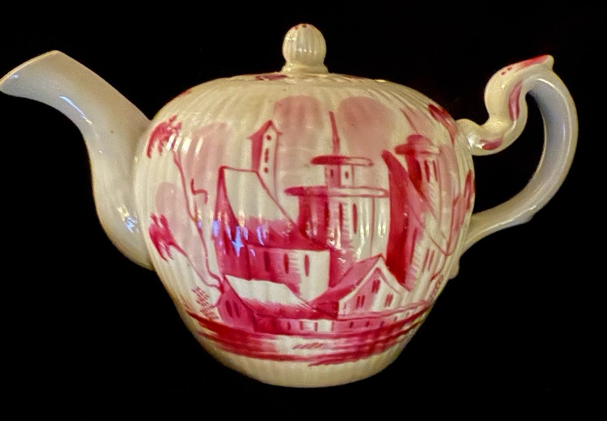 Antique Hammann Wallendorf Porcelain Cranberry House Pattern Tea Set 1787-1833