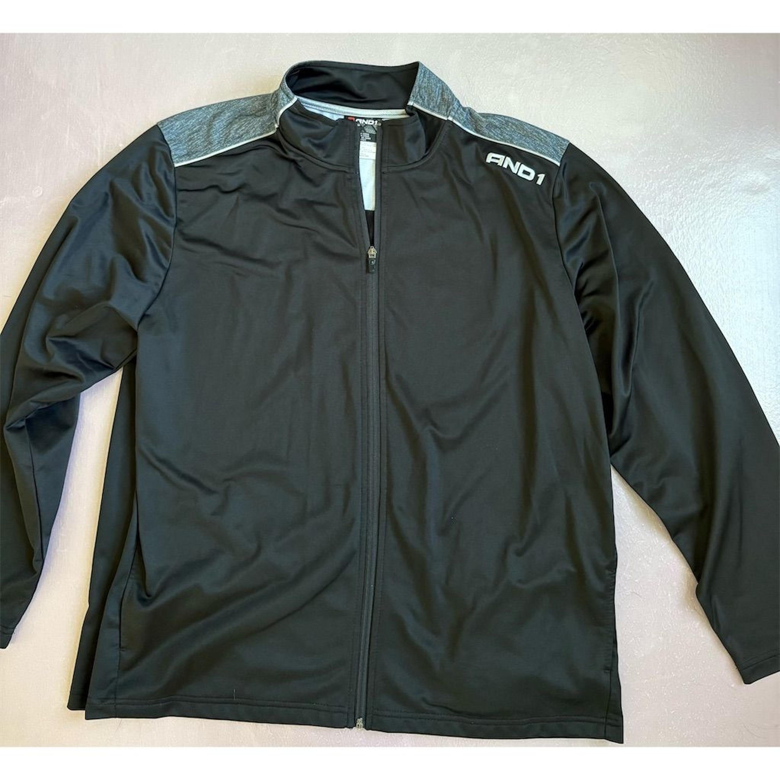 AND1 Men's 2XL Black Windbreaker Track Jacket Lightweight Casual