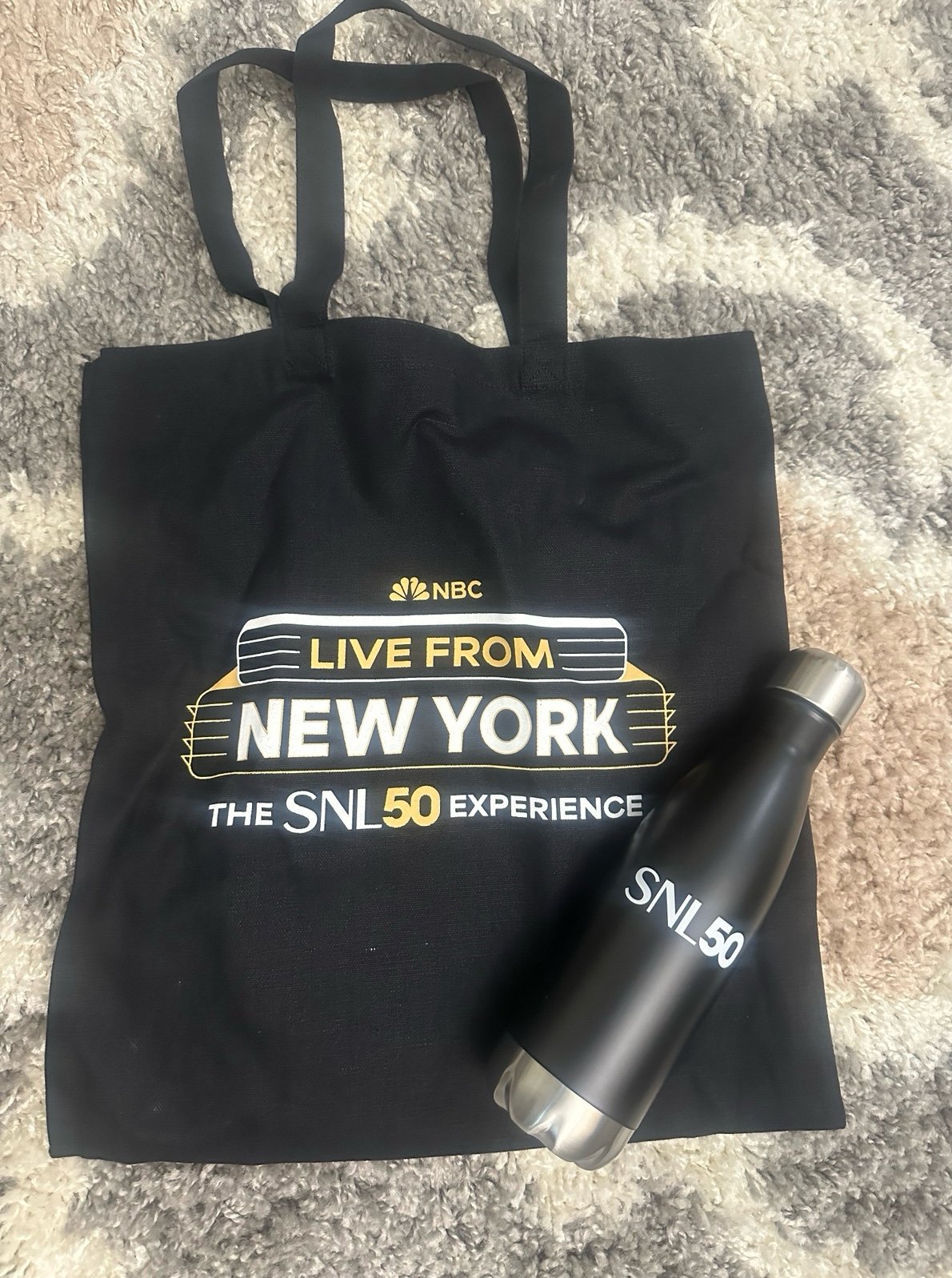 SNL 50 experience tote with water bottle