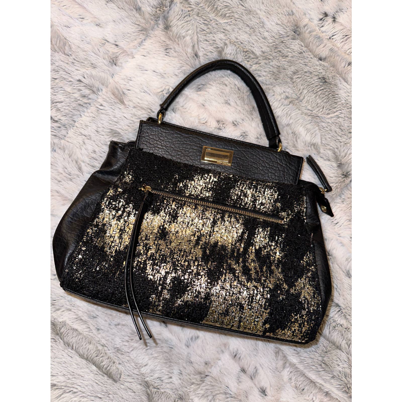 Juicy Couture Black and Gold Metallic Mini Handbag