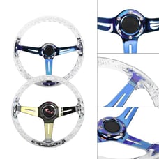 Universal 6-Hole 350mm Deep Dish Clear Crystal Bubble Neo Spoke Steering Wheel