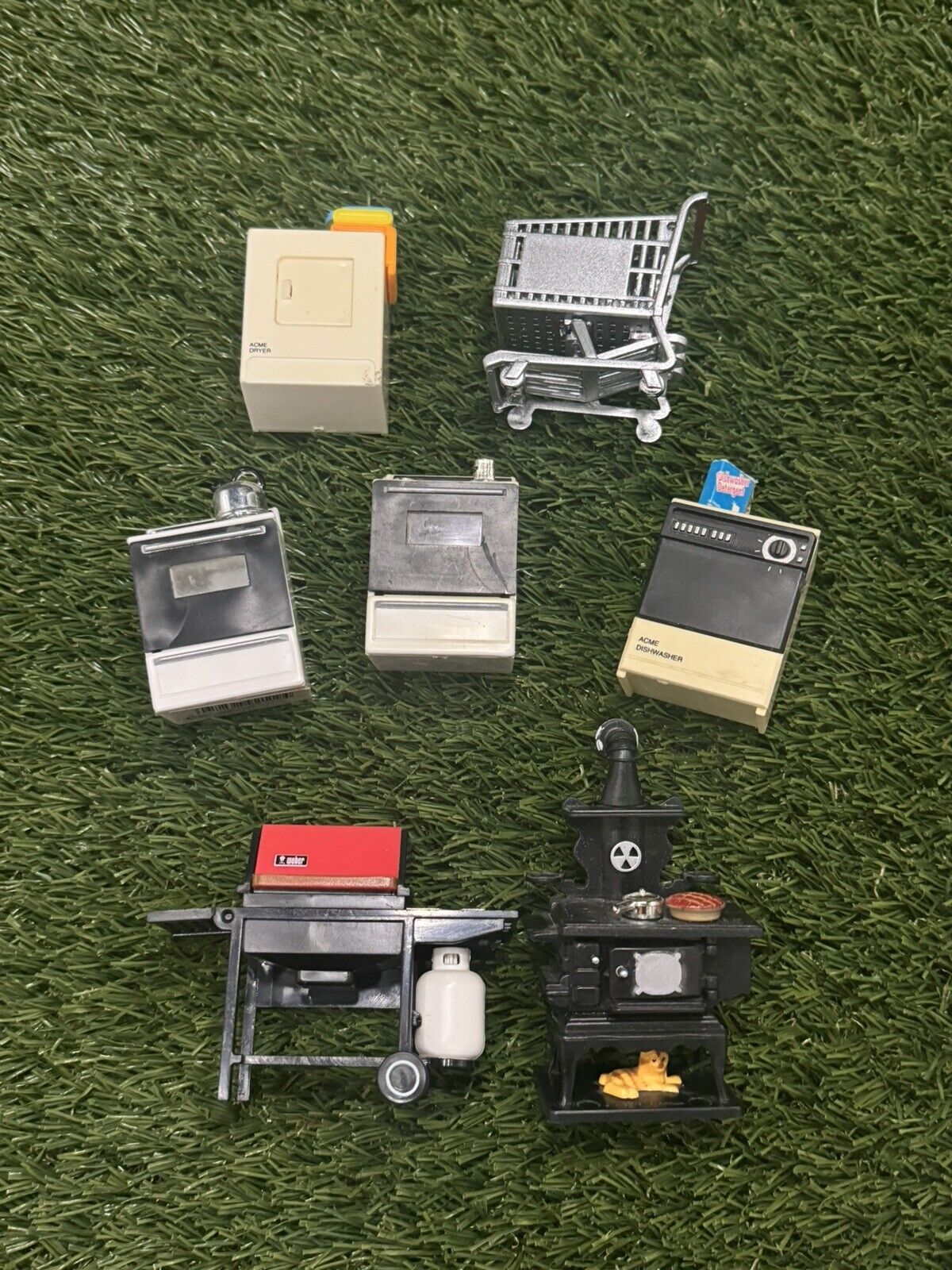 Vintage Acme Miniature Kitchen Appliance Fridge Magnets Lot Of 7 Washer Dryer