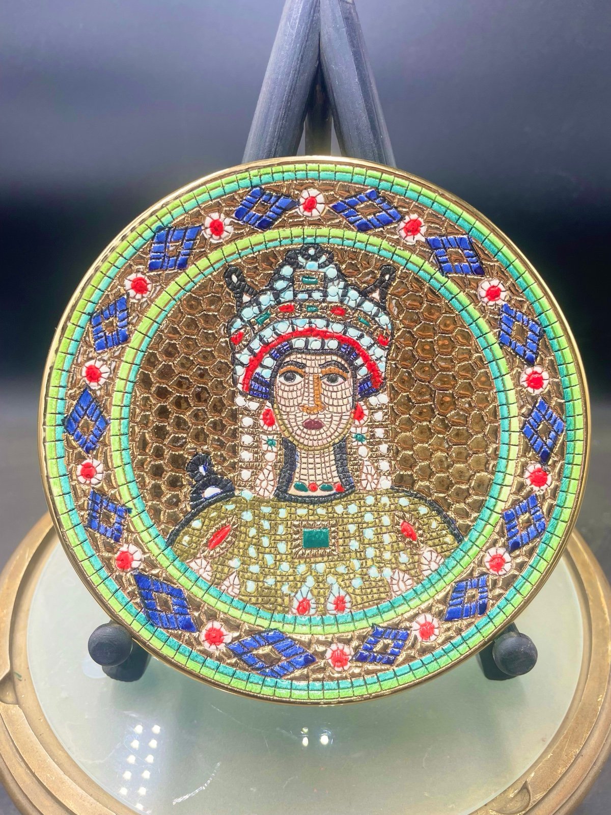 Vintage 1977 Italian Veneto Flair Mosaic Limited Edition 6.5” Plate Theodora LN
