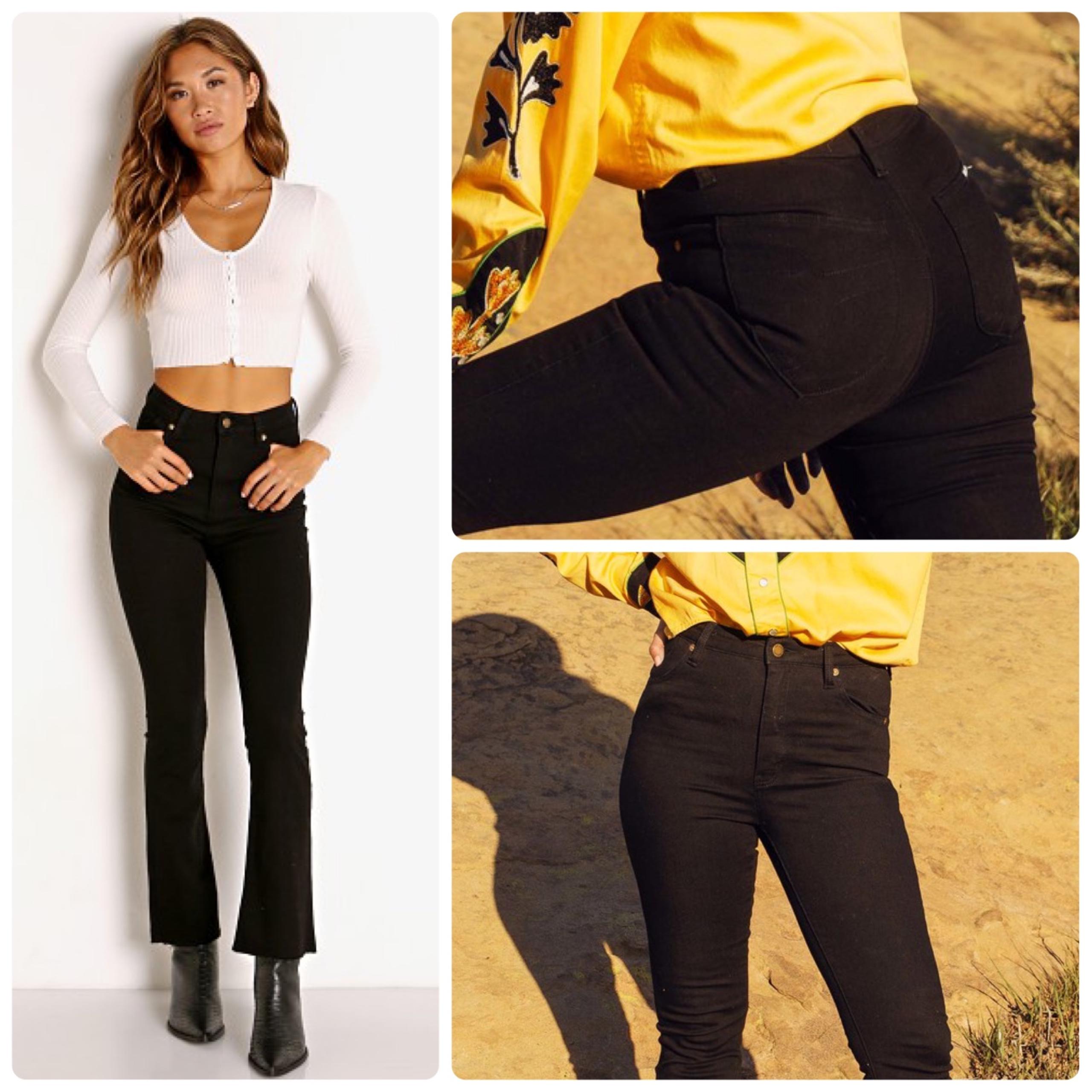 Free People Rollas Eastcoast Bootcut High Rise Denim Jeans in Galaxy Black