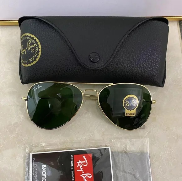 Ray-Ban 3025 Aviator Sunglasses 58mm silver Lens gold Frame