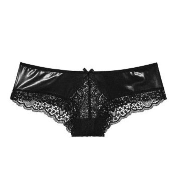 VS Faux-leather & Lace Cheeky Panty Sz S