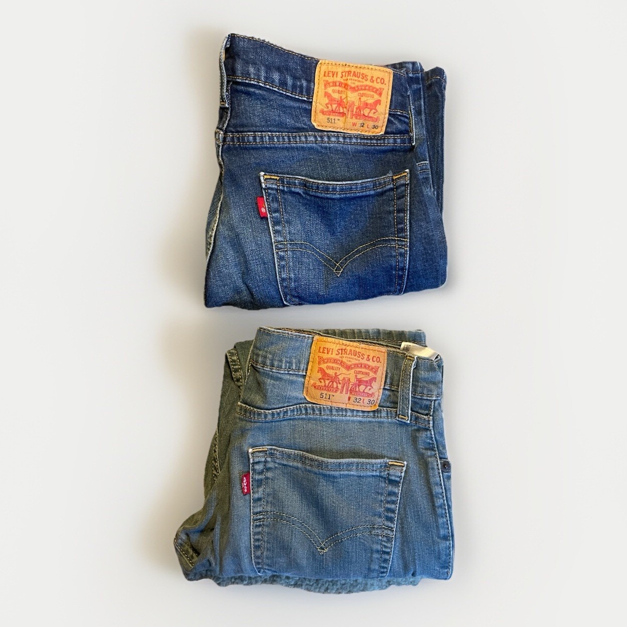 Lot of 2 Levis 511 Slim Fit Jeans Mens 32x30 Blue Medium Wash Light Denim