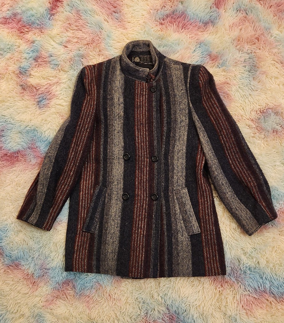 Vintage Herringbone Wool Peacoat