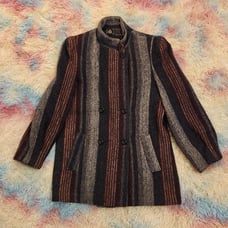 Vintage Herringbone Wool Peacoat