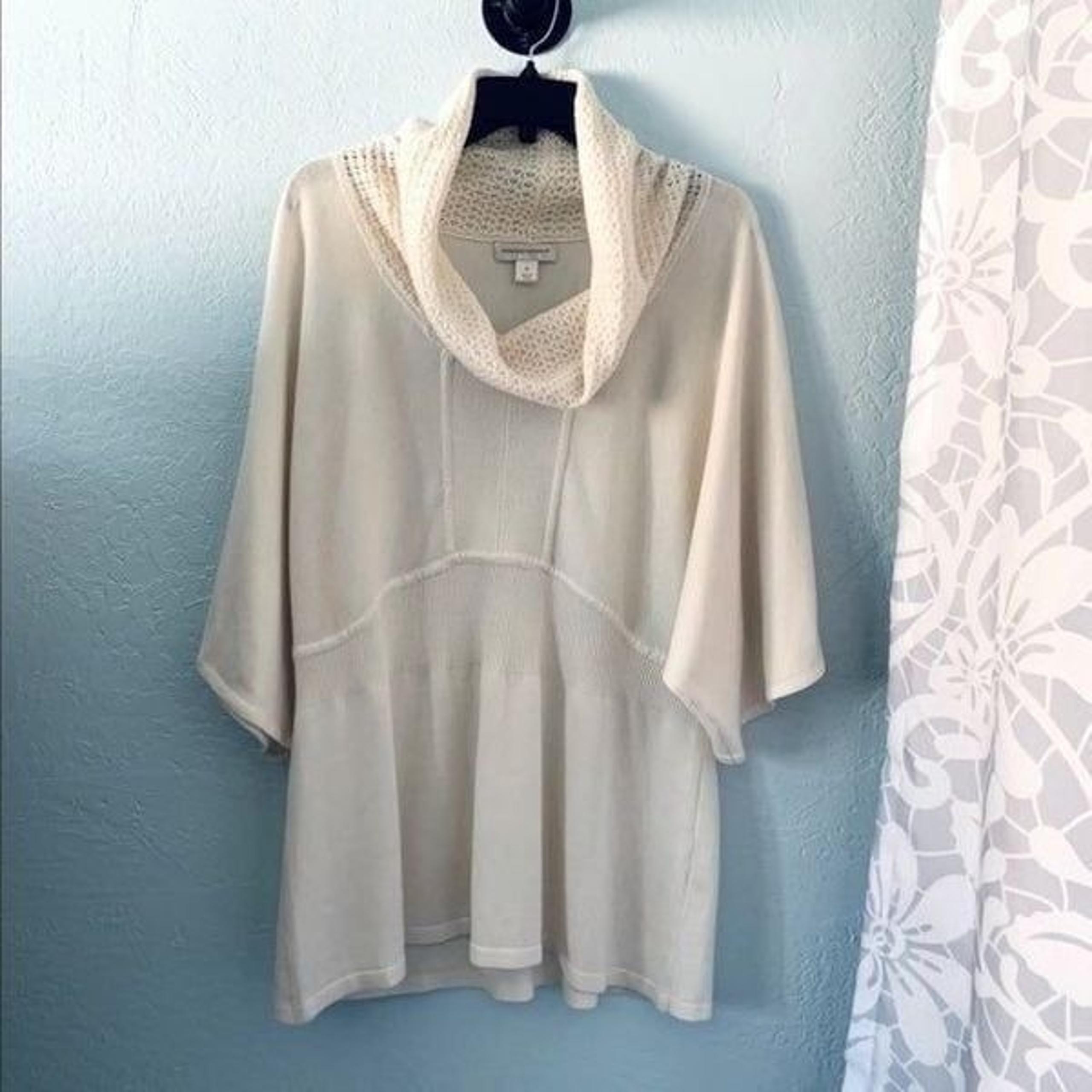 Christopher & Banks Cream Cowl Neck Tunic Sweater Size Large