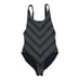 Athleta Black Chevron Striped Scoop Back Bikini One Piece Swimsuit Size 32B/C