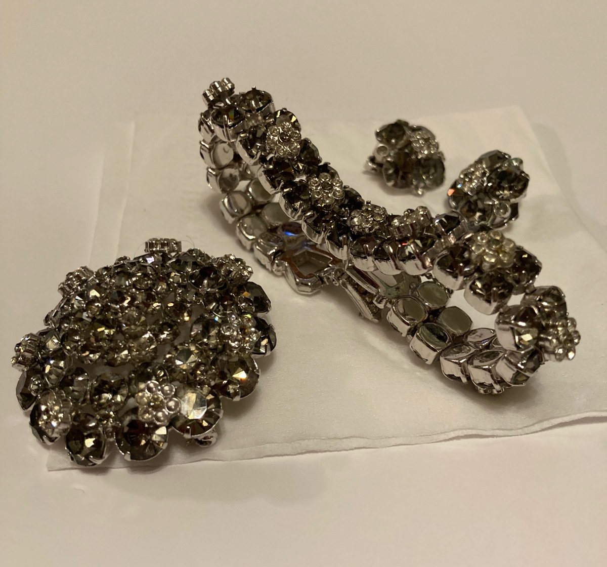 Brooch, Bracelet and Clip Earrings Set
