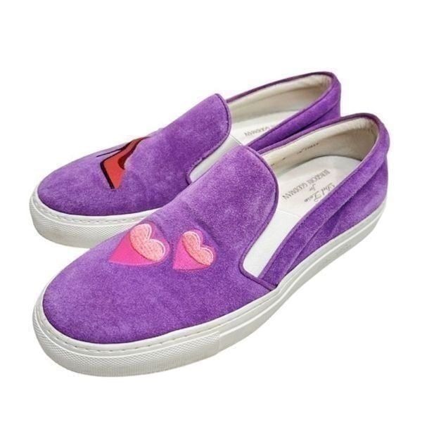 Del Toro for Bergdorf Goodman Purple Embroidered Suede Slip-on Sneaker Size 9