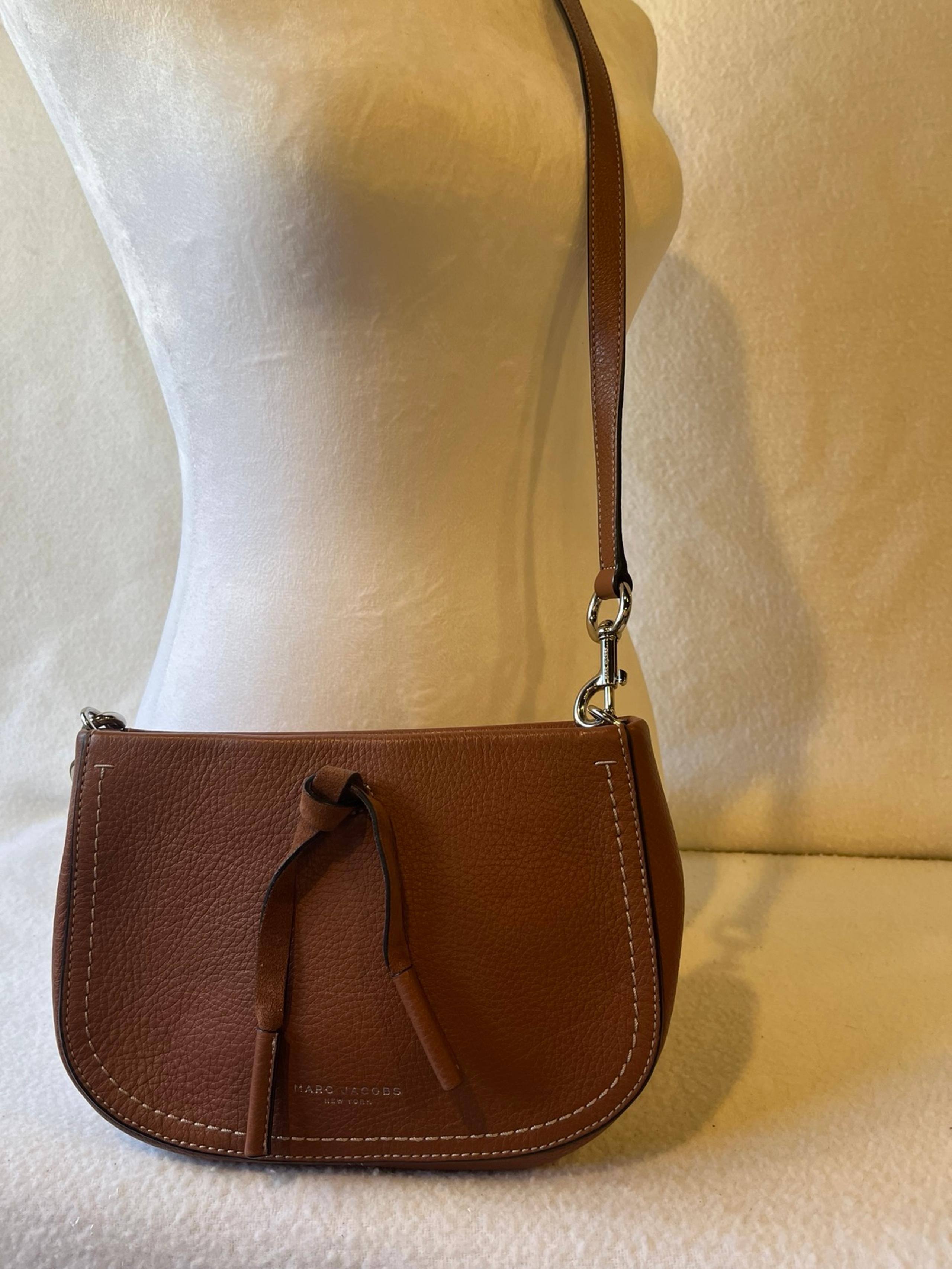 MARC JACOBS NEW YORK PURSE WOMENS BROWN PEBBLED LEATHER CROSSBODY SADDLE BAG