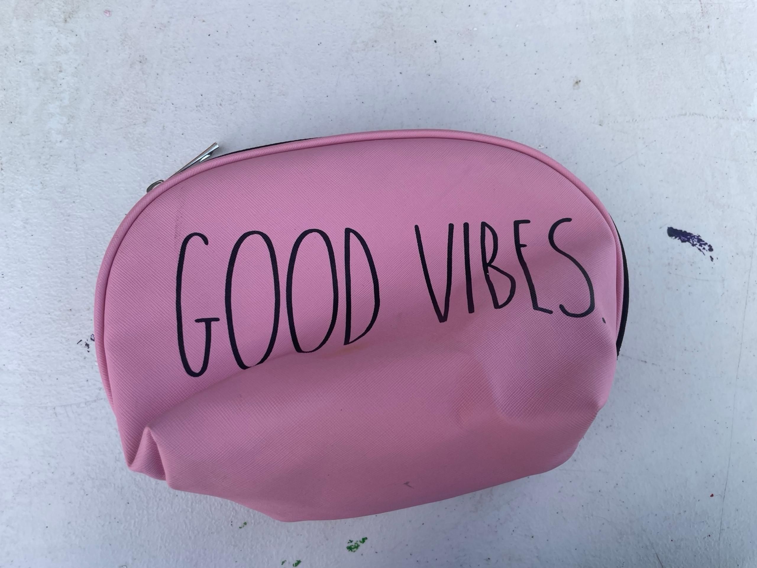 Good vibes Rae Dunn cosmetic bag