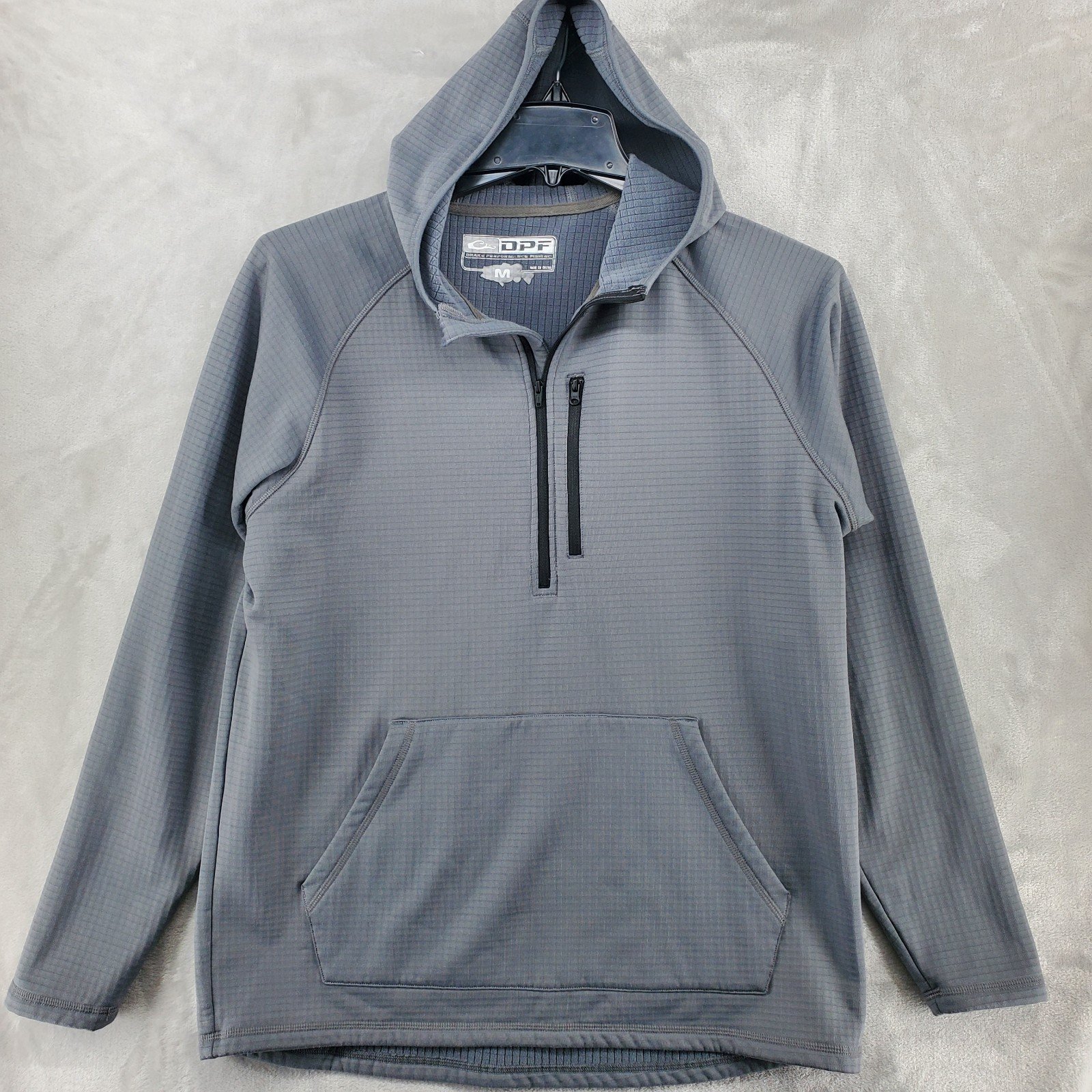 Drake Waterfowl DPF Performance Fishing Hooded Micro Fleece Mens Medium Gray